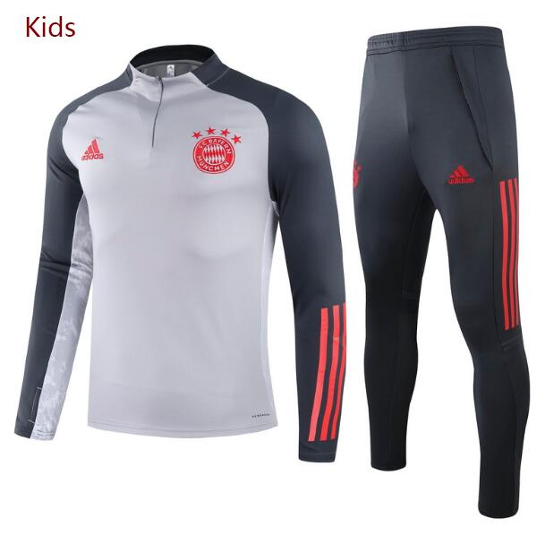 Bayern Munich Kids Grey Sweatshirt and Pants Youth Training Kits 2020/21